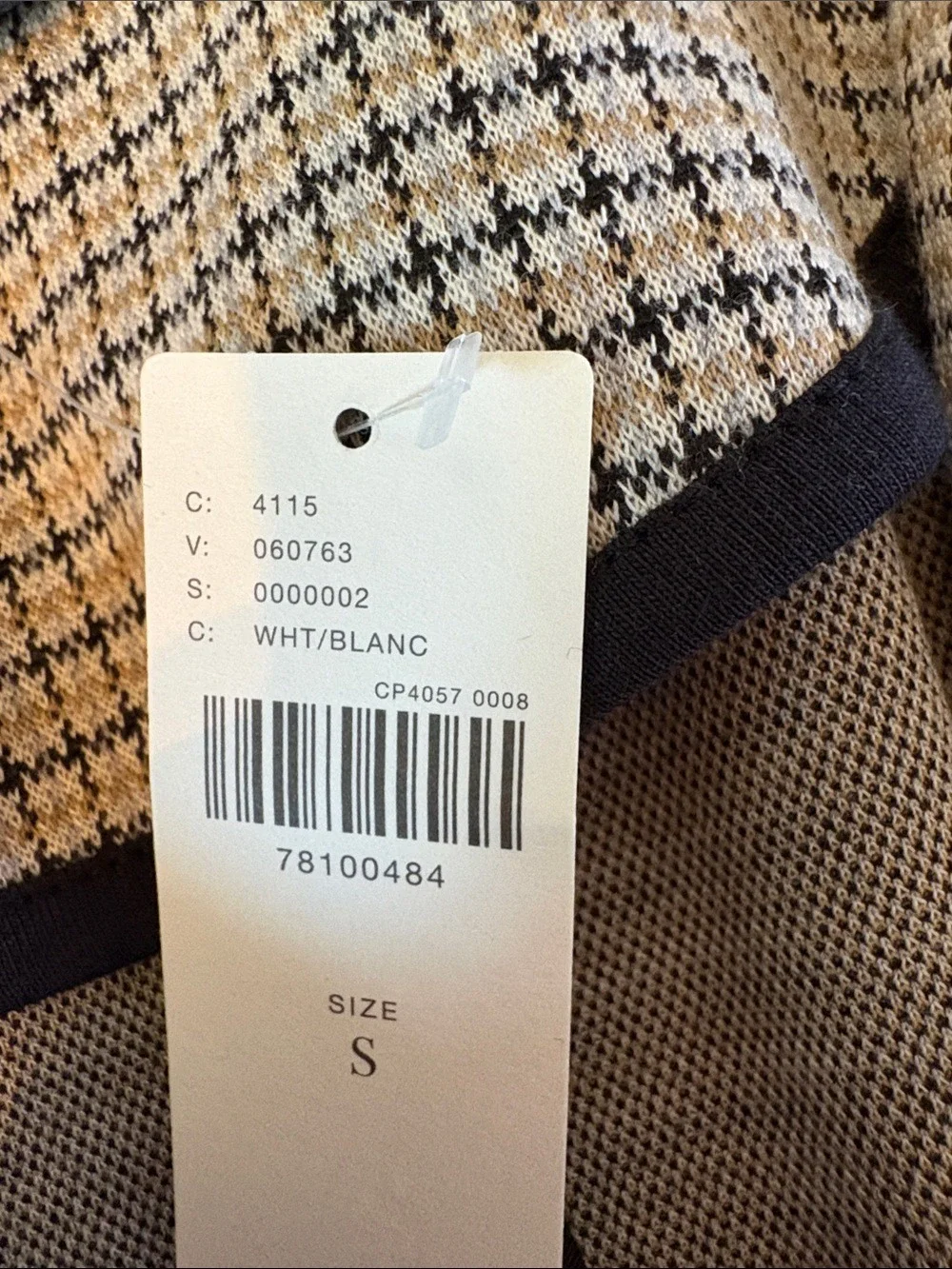 Maeve Anthropologie‎ Collegiate Knit Blazer Asymmetrical Check Brown Small NWT